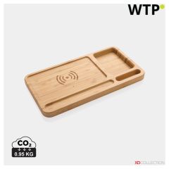 Bamboo desk organiser 10W wireless charger, brown, XDP308.399