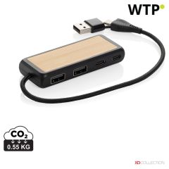 Povezava RCS recikliranega plastike in bambusa dvojni vhod USB hub, črna, XDP308.5601