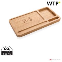 Bamboo desk organiser 5W wireless charger, brown, XDP308.629