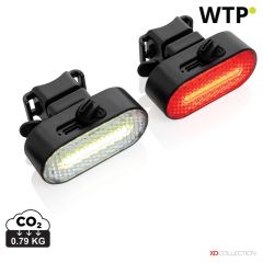 Lumino RCS reciklirana plastična USB polnilna kolesarska lučka set, črna, XDP513.8401