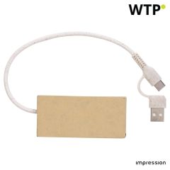 Aluminijast in recikliran papir USB hub Paulo, rjava, 976588-011999999