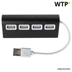 Aluminijasti USB hub Leo, črna, 7737-001999999