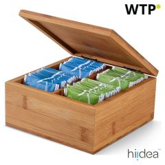 ARNICA, Bamboo tea box with 4 compartments and magnet closure, natural, 93996-160