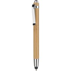 Bamboo, metal and plastic touch screen ballpoint pen, natural, B11138