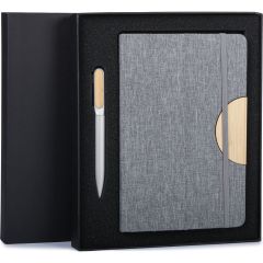 Set za pisanje s NFC oznakom (144 bajtova) u metalu, RPET-u i papiru s kutijom za poklon, siva, B11808