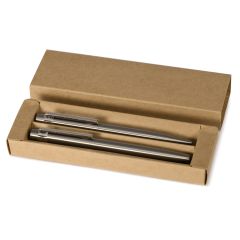 Schreibset aus recyceltem Stahl, Metall und Papier, grau, B11812