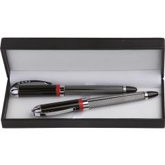 Schreibset aus Metall und PU, grau, B11830