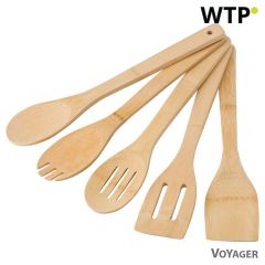 Bambusov kuhinjski set, 5 kosov, rjava, V8827-16