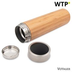 Bamboo thermos 500 ml with sieve stopping dregs and touch digital beverage temperature display | Georgia, brown, V4871-17