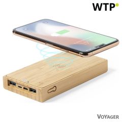 Bamboo wireless power bank 10000 mAh, wireless charger 5W, solar charger, brown, V8335-16
