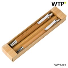 Bamboo writing set, ball pen with touch pen and mechanical pencil, brown, V1803-16