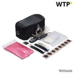 Borsa per bicicletta con accessori, kit di riparazione, kit di pronto soccorso, poncho | Fabio, nero, V6906-03