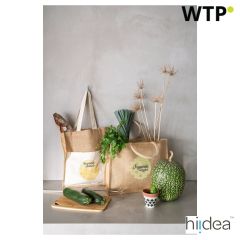 BRAGA, Jute bag (240 g/m²) with pocket in 100% cotton (140 gm²), natural, 92823-160