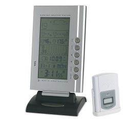 Funkuhr aus Kunststoff mit digitaler Wetterstation, grau, C12320