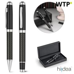 CHESS, Roller pen and ball pen set in metal and carbon fibre with twist mechanism, black, 91835-103