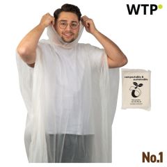 Compostable Rain Poncho Fleurus , transparent, EG188266