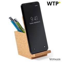 Držalo za svinčnike iz plute, stojalo za telefon, rjava, V0259-16