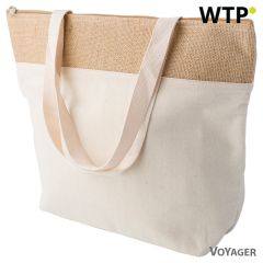 Baumwoll- und Jute-Kühltasche, Beige, V4891-25