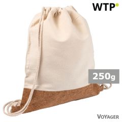 Baumwoll-Zugbeutel mit Korkelement, Beige, V0577-20