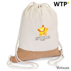 Baumwoll-Zugbeutel mit Korkelement | Rontay, Beige, V2246-20