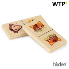 DOMIN, Kids wooden domino game, 28 pieces featuring fun animal figures, natural, 98074-150