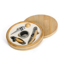 Vinski set 4 kosi iz bambusa in kovine, naravna, E14297