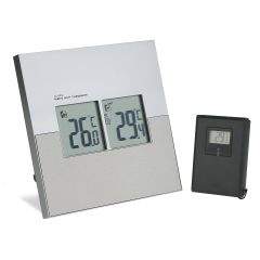 Kabelloses Thermometer aus Kunststoff und Aluminium, grau, E14315
