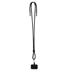 Badge holder with phone holder in polyester, metal and plastic, E14338