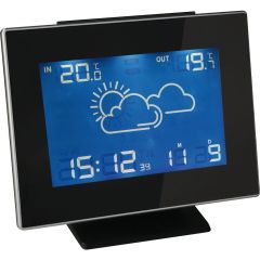 Plastische multifunktionale digitale Tischwetterstation, Schwarz, E14353
