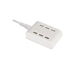 USB hub plastični punjač za 6 uređaja, bijela, E14494