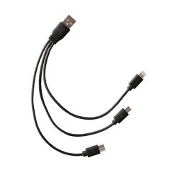 3-u-1 plastični kabel za punjenje, crno, E14573