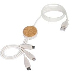 3 u 1 kabel za punjenje od pšenične slame + ABS, RPET i pluta, prirodni, E14590
