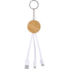 3-u-1 kabel za punjenje od bambusa, plastike i metala, prirodni, E14592