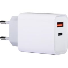 2 u 1 USB 20W brzi plastični punjač, bijela, E14593