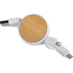 3-u-1 kabel za punjenje od pšenične slame + ABS i bambusa, prirodni, E14595