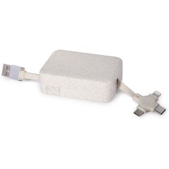3 In 1 kabel za punjenje i prijenos podataka od pšenične slame + ABS, prirodni, E14703
