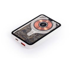 5000mAh USB- und kabelloses Ladegerät aus recyceltem ABS-Kunststoff, Weiß, E14708