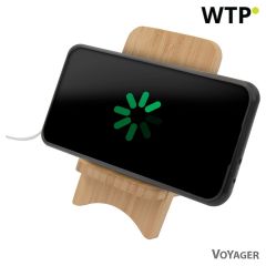Zložljiv bambusov brezžični polnilec 10W BRIGHT, stojalo za telefon | Barbra, rjava, V0189-17