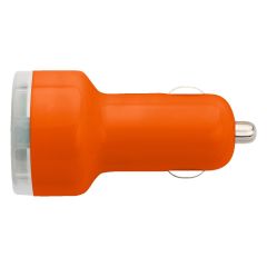 Plastic car power adapter with two USB ports, 3280