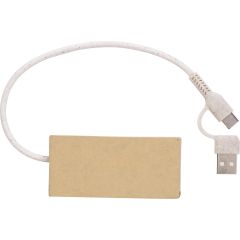 USB hub Paulo | Reciklirani | 4 priključka, smeđa, 976588-011999999