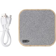 Caricabatterie wireless Moses | Bambù | rPET | 15W, grigio, 1014854-003999999