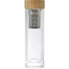 Drinking bottle Vicente | Glass | Bamboo lid | 420 ml, brown, 9135-011999999