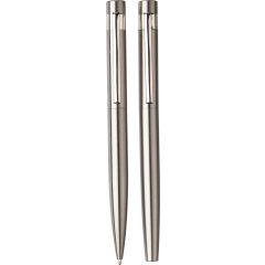 Schreibset Fritz | Recycelter Edelstahl | Drehkugelschreiber und Rollerball, Silber, 1103697-032999128