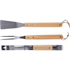 BBQ set Kaitlyn | Stainless steel | 3 pcs | Wooden handles, brown, 1172423-011999999