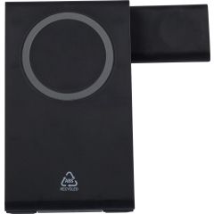 Caricatore wireless magnetico 3-in-1 in ABS riciclato Valerio, nero, 1351337-001999999