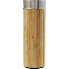 Drinking bottle Yara | Stainless steel and bamboo | 420 ml | Tea infuser, brown, 8858-011999999