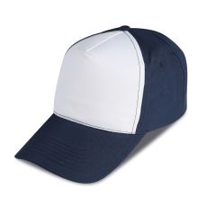 Cappellino da golf bicolore a 5 pannelli in 100% poliestere, K18015