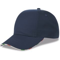 6-Panel Cap mit italienischer Flagge aus 80% Polyester und 20% Baumwolle, K18142