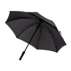 23" winddichter Regenschirm aus 190T Pongee mit Taschenlampe, Schwarz, K18281