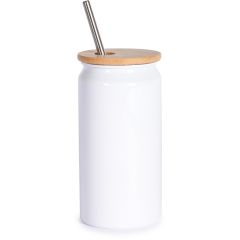 380 ml skodelica iz recikliranega aluminija, bambusa in nerjavečega jekla, bela, L19038